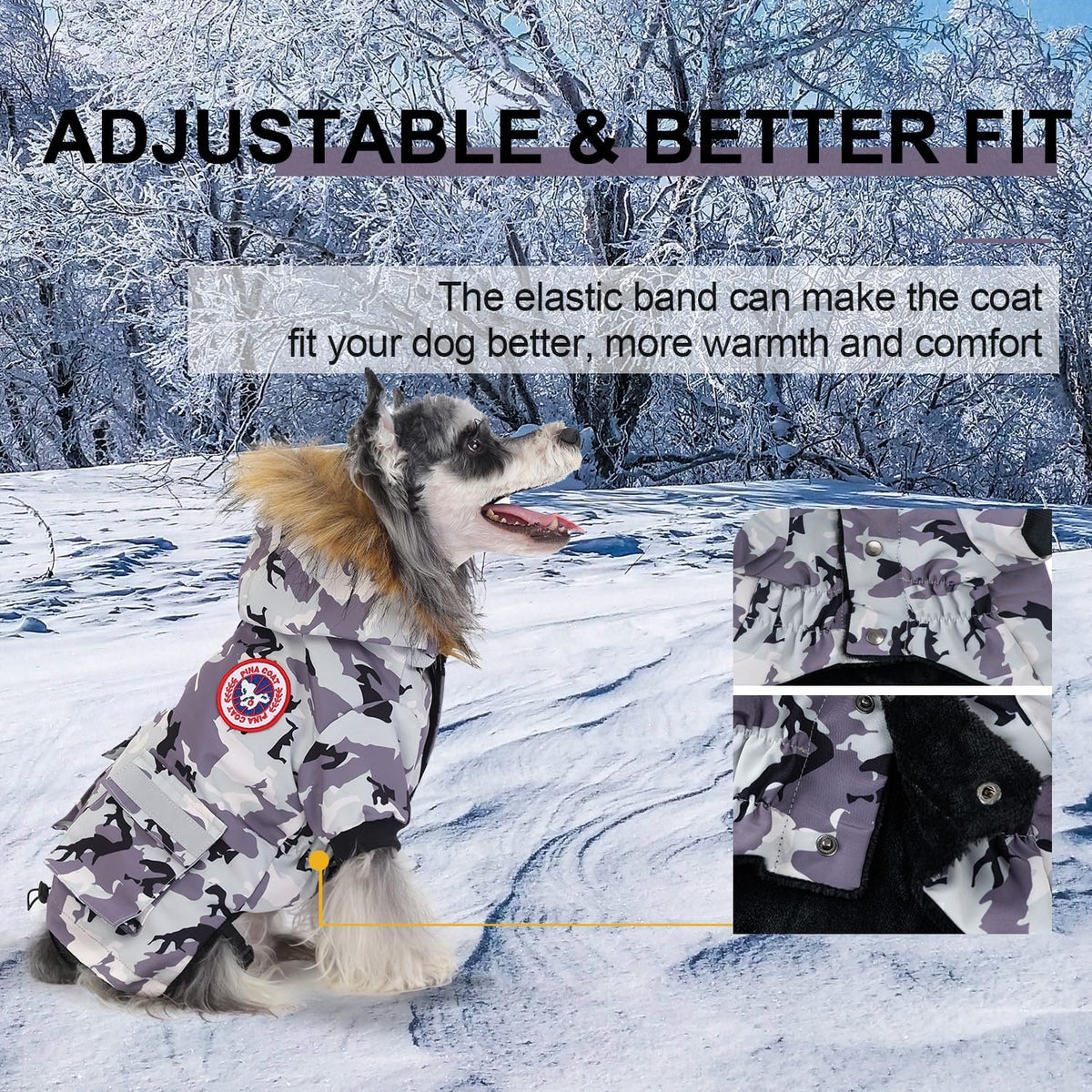 Small Dog Coats, Waterproof - S(Chest 17.7") / White Camo - image 3