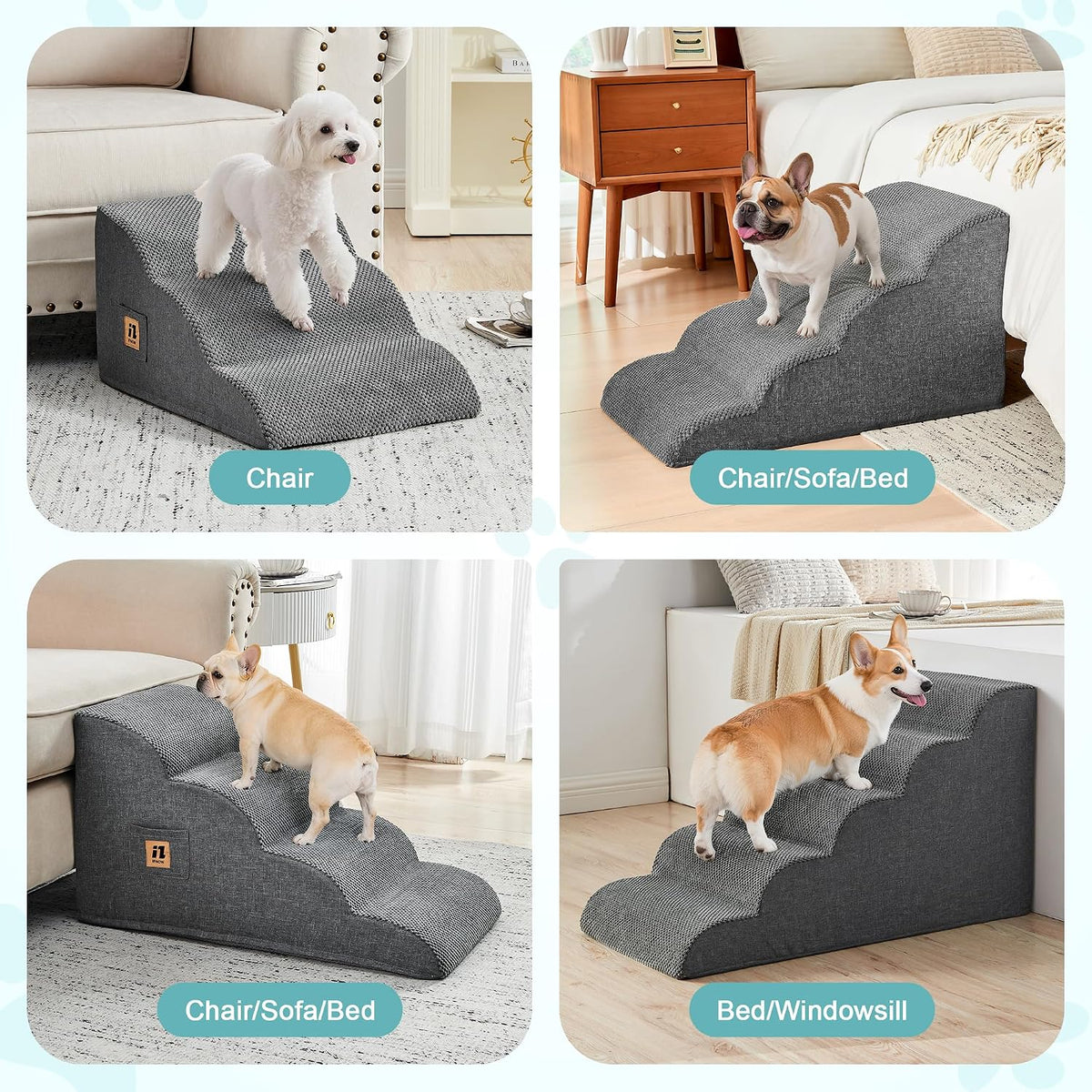Dog Stairs for Small Dogs and Cats 11.8" H - 4-Step 15.7''H - image 3