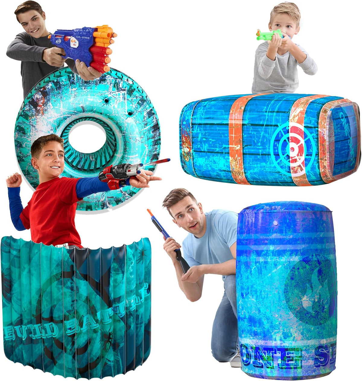 Skywin Inflatable Obstacles, Inflatable Battle Bunkers - 1 Pack / Blue
