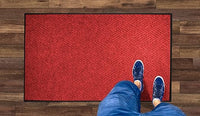M+A Matting WaterHog Diamond | Commercial-Grade Entrance Mat with Rubber Border – Indoor/Outdoor, Quick Drying, Stain Resistant Door Mat (Solid Red, 3' x 8')