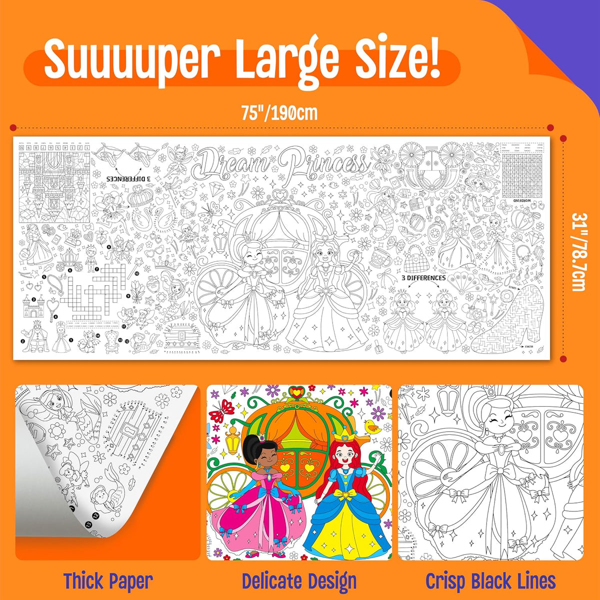 SpriteGru jumbo Halloween coloring poster with ghosts, pumpkins and witches - view 26