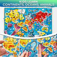 US Map Puzzles for Kids Ages 4-6 - Realistic Wood Maps x3 - image 3