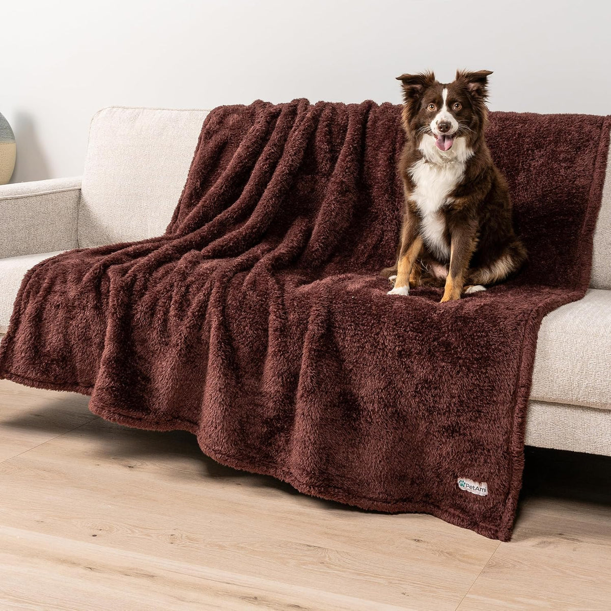 PetAmi Fluffy Sherpa Waterproof Dog Blanket for Small Pet Cat - Brown / Large (40x60)