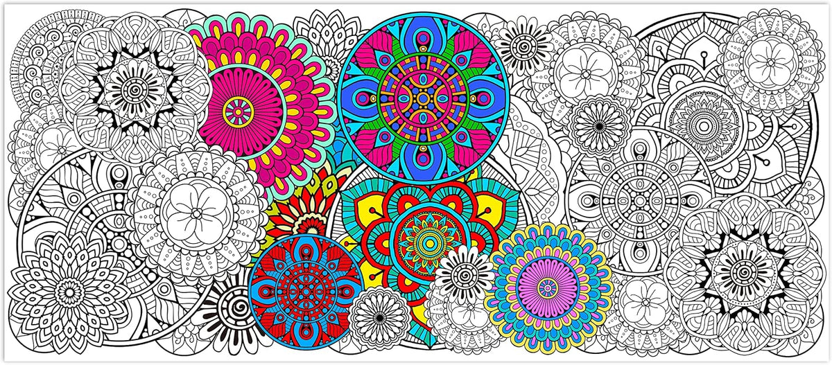 Dvbonike Jumbo Mandala Coloring Poster Giant Flower DIY Drawing Paper - Circular Flower