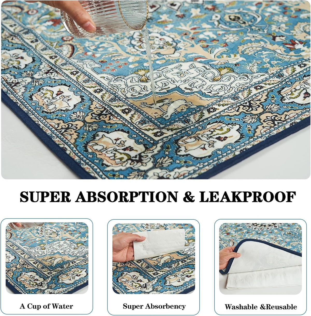 Washable Pee Pads for Dogs, Reusable Puppy Pads 36"x 41" 2 Pack – Essentials for Dogs - Medallion Blue / 72"*72"(Pack of 1) - image 3