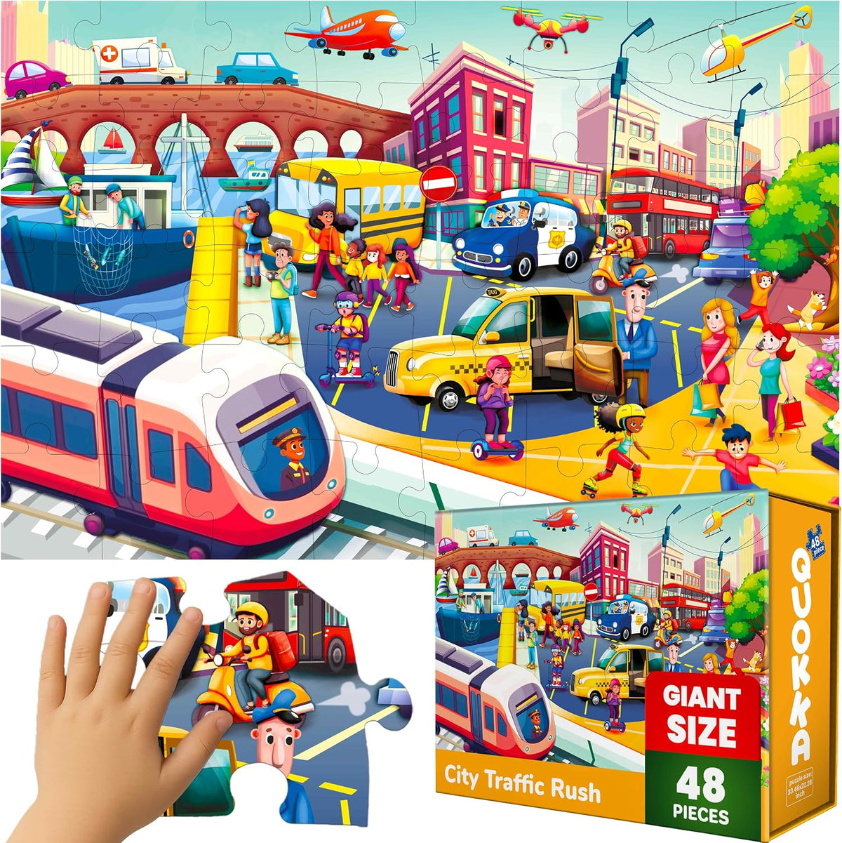 Giant Floor Puzzles for Kids Ages 4-6 - City Cars
