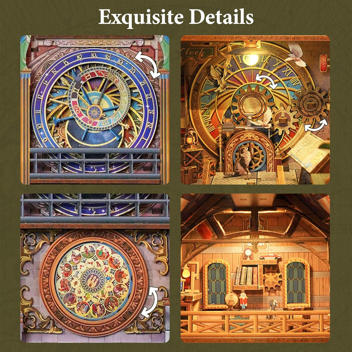 Tonecheer DIY Book Nook Kit 3D Wooden Puzzle Fairy Tale Miniature - Clock Tower - image 4