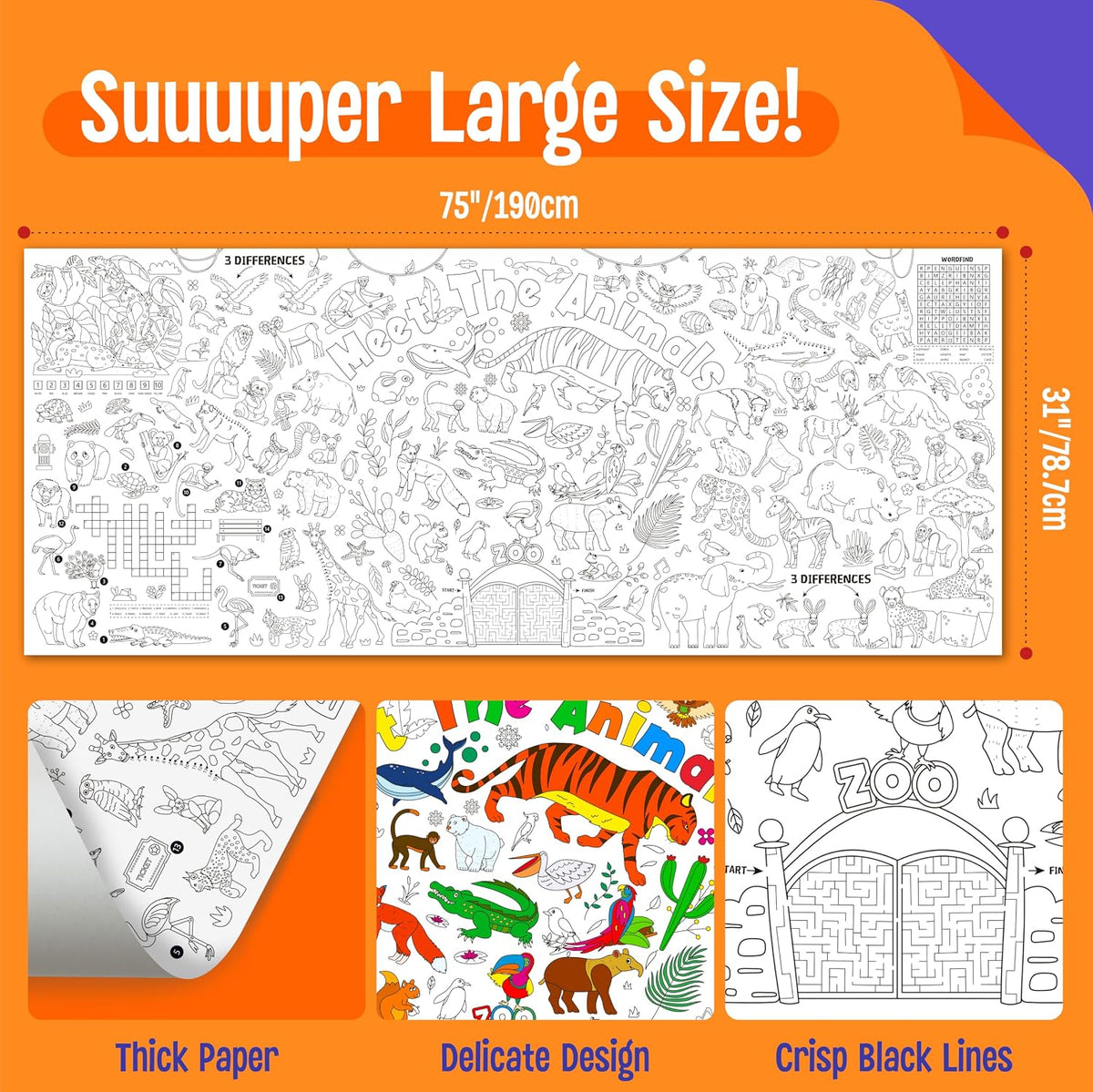 SpriteGru jumbo Halloween coloring poster with ghosts, pumpkins and witches - view 23