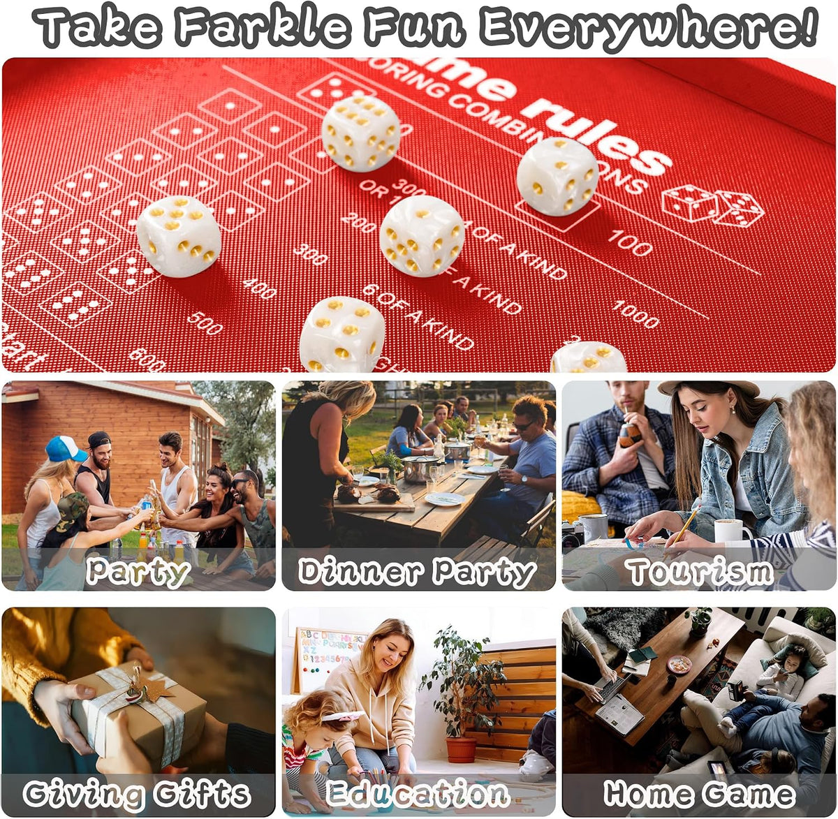 AUSIIBTO red and black Farkle dice tray and storage case with pearl dice - view 11