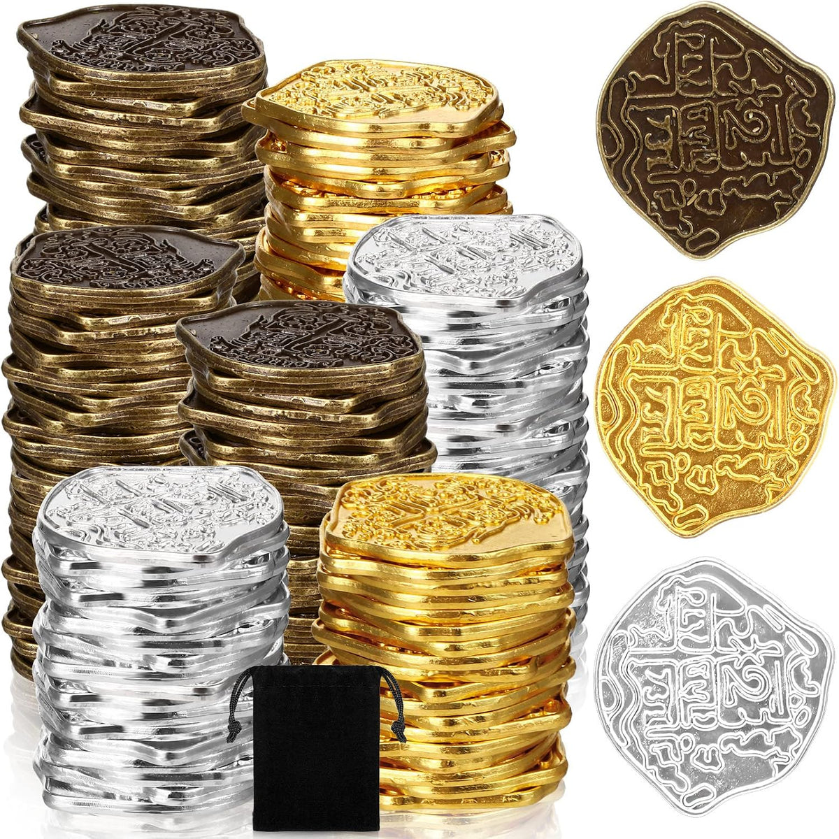 Hanaive 100 Pcs Metal Pirate Treasure Coins - Multicolor / Novelty