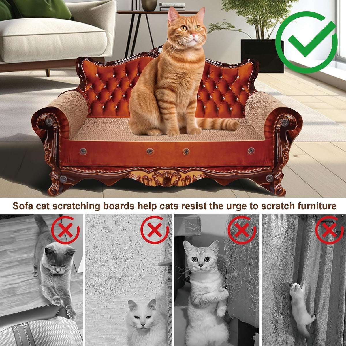 Sofa Shaped Cat Scratching Couch - 21.2" L X 12.2 "W X 11.8" H - image 3