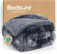 Bedsure Waterproof Dog Blankets for Large Dogs, Fluffy Faux Fur - Tie-dye Grey / XL(50x60")