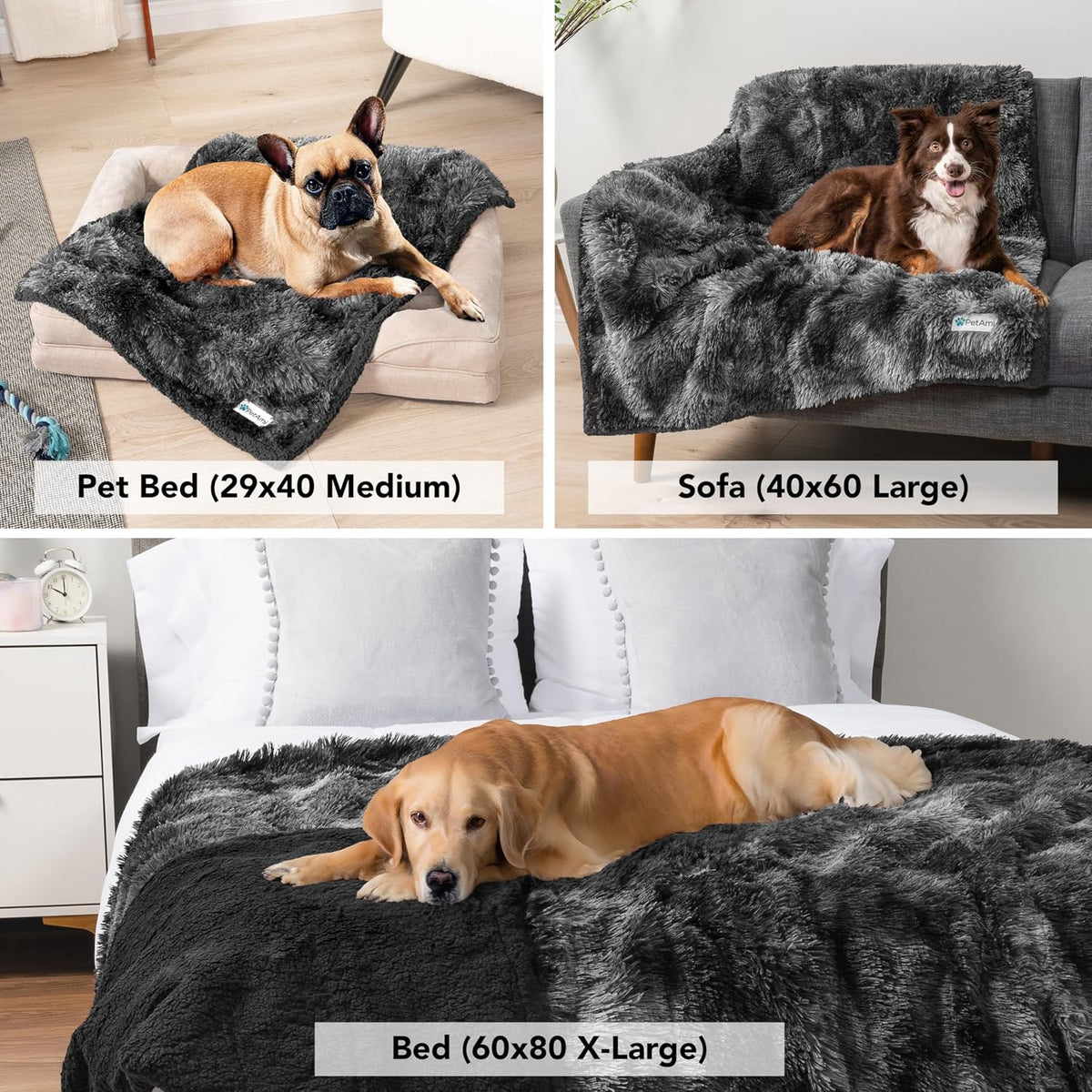 PetAmi Waterproof Dog Blanket for Couch Protector Pet Throw - Tie-dye Black / Medium (29x40) - image 3