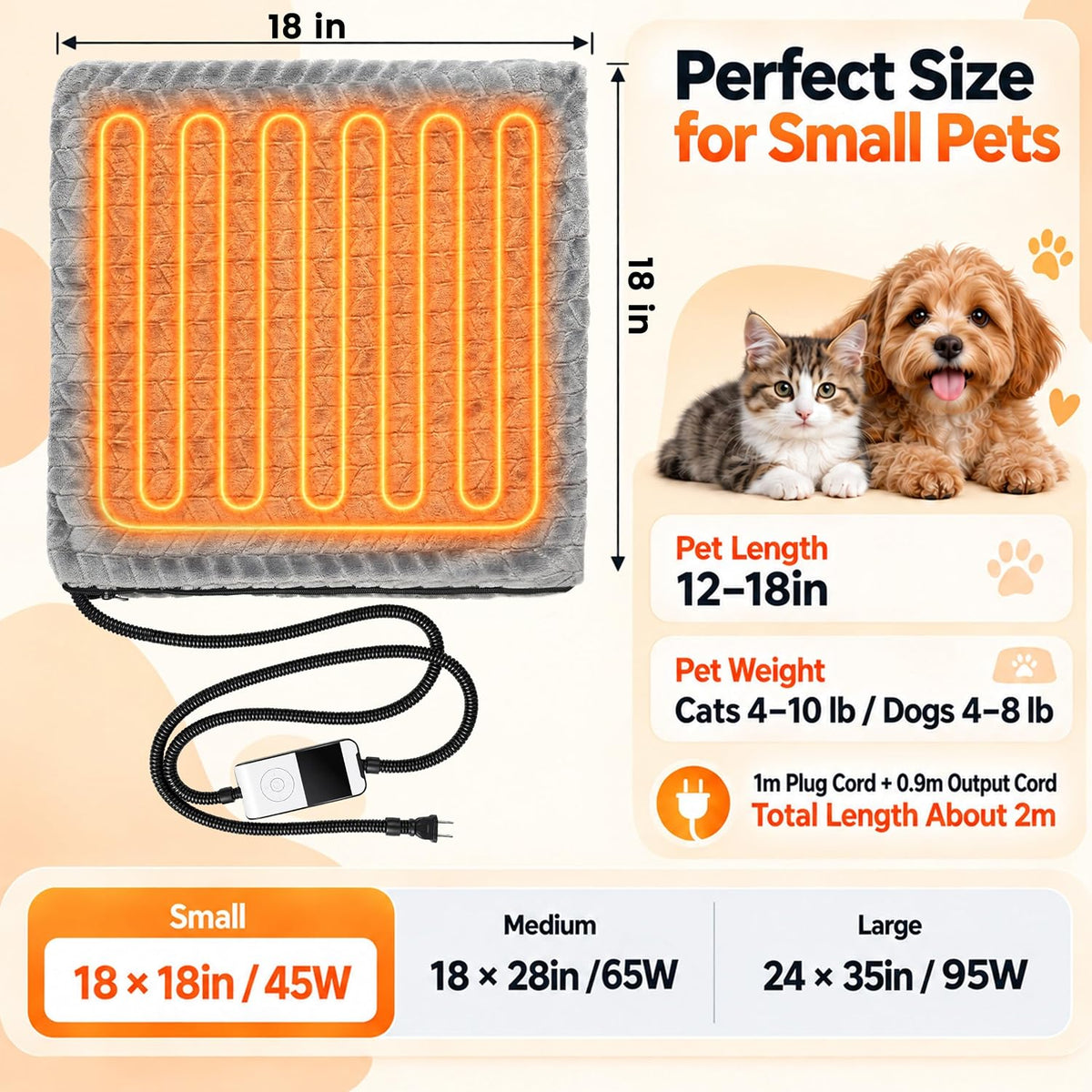 PatiencET 18"x28" Heated Pet Bed - 18*18 - image 2