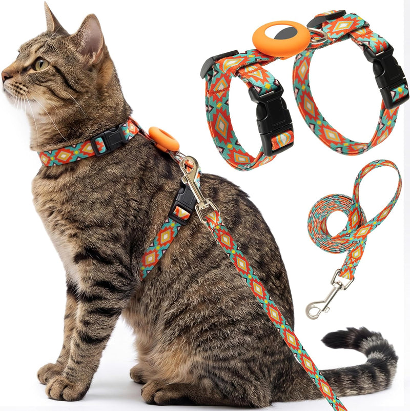 CUSOZWO Cat Harness and Leash Escape Proof for Walking Travel Outdoor – Essentials for Cats - Orange / Neck:7.6"-12" chest:10.6"-18"