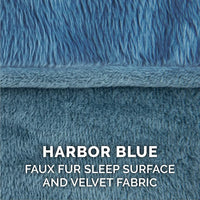 Furhaven Pillow Dog Bed for Medium/Small Dogs w/ Removable Bolsters & Washable Cover - Faux Fur & Velvet Sofa - Harbor Blue, Medium