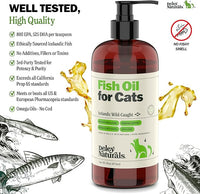 Deley Naturals Wild Caught Fish Oil for Cats with 2X Omega - Cat Fish Oil with Highest EPA & DHA Potency - Omega 3 for Cats for Shedding, Skin, Coat, Joints, Heart and Immune System - Made in The USA