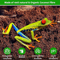 Riare 6 Pack Natural Coconut Fiber Substrate for Reptile- Premium Compressed Coconut Husk Terrarium Bedding for Reptile, Tortoise, Frogs, Snakes Hermit Crabs, Burrowing Animals