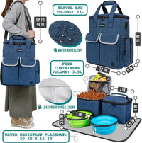 PetAmi Dog Travel Bag Organizer, Pet Supplies Diaper Tote - 12.0"L x 5.0"W x 15.0"H / Heather Navy - image 2