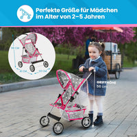 Baby Doll Stroller, Pram for Girls, Umbrella Stroller for Kids - Grey in Triangles - image 3