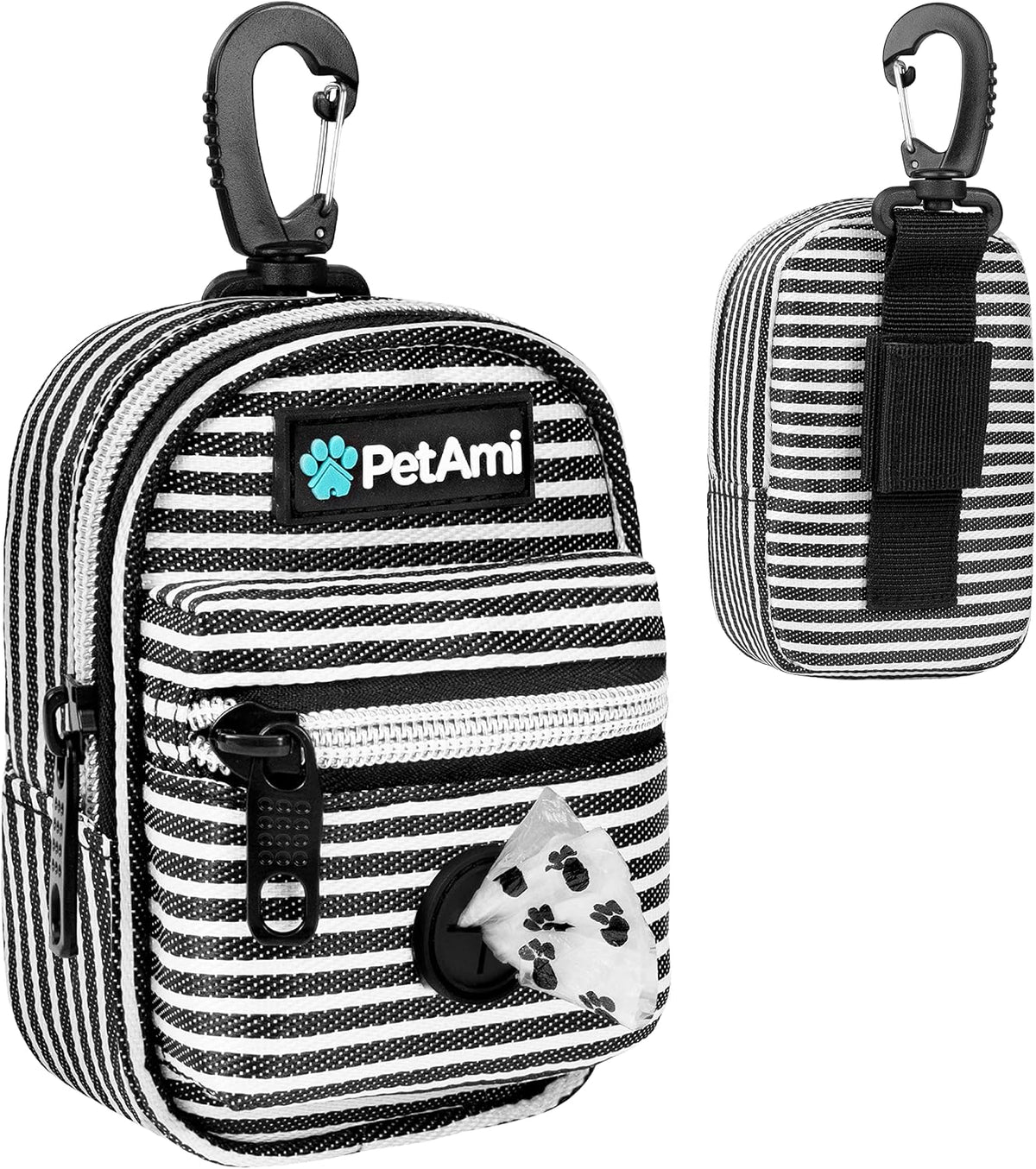 PetAmi Dog Poop Bag Holder for Leash - Stripe Black / 1 Count (Pack of 1)