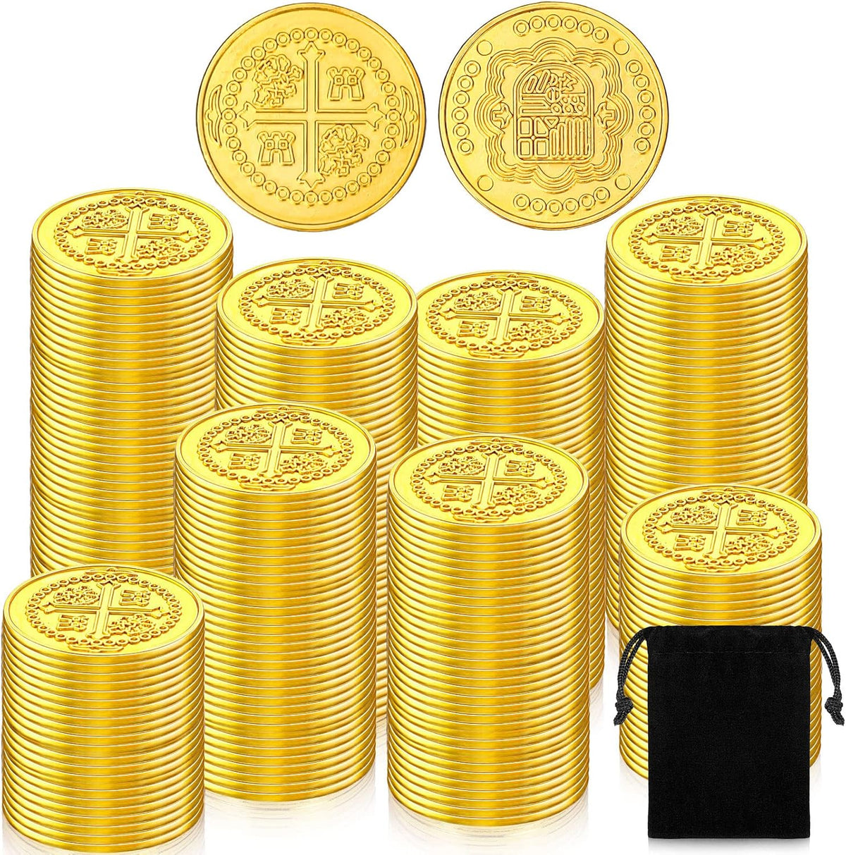 Hanaive 100 Pcs Metal Pirate Treasure Coins - Gold / Round