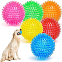 Dog Balls 4.5” Squeaky Dog Toys Spikey Ball for Aggressive Chewers - 3.5 Set of 6