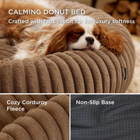 Bedsure ComfyFleece Donut Dog Bed Medium Size Dog with Washable Cover – Essentials for Dogs - S (23x23x7) / Camel Brown - image 3