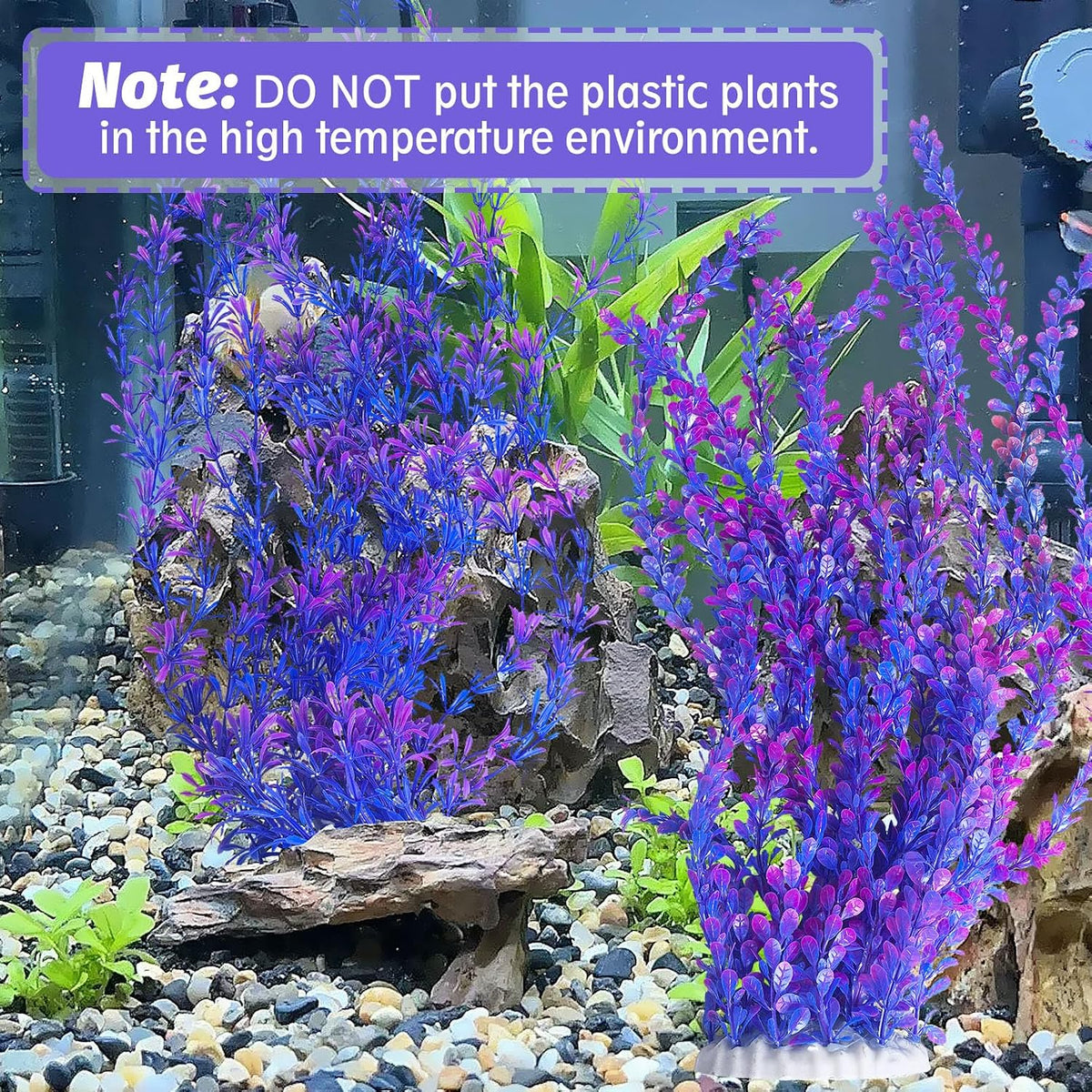 23" Tall Aquarium Plastic Plants - Purple（style B） - image 4