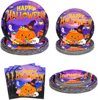 qonimi Halloween plates and napkins set, 75 piece disposable tableware - view 9