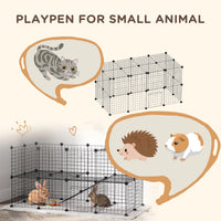 40 Pcs Small Animal Cage Bunny Hutch Portable Metal Wire with Ramps for Kitten Chinchilla, Black