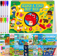 SpriteGru search and find book for kids with dry erase markers and storage bag