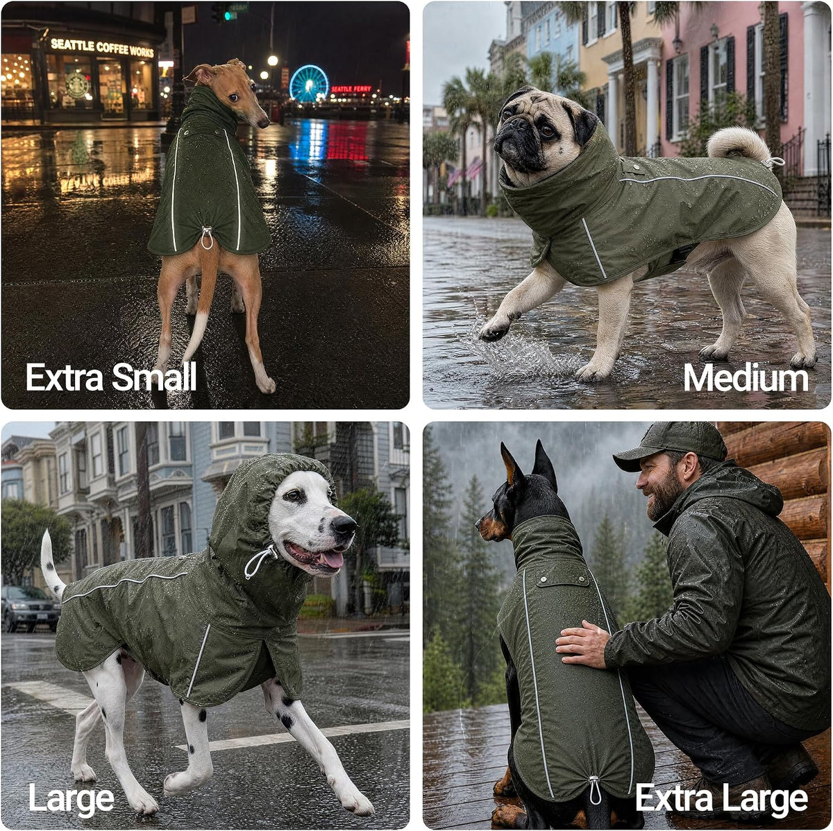 Tuff Pupper Waterproof Dog Raincoat - Woodland Olive / XX-Large (80-115 lbs) - image 2