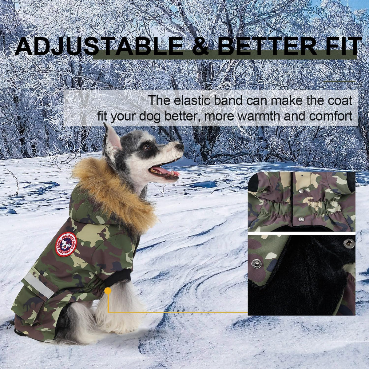 Small Dog Coats, Waterproof - 2XL(Chest 25.5") / Green Camo - image 3