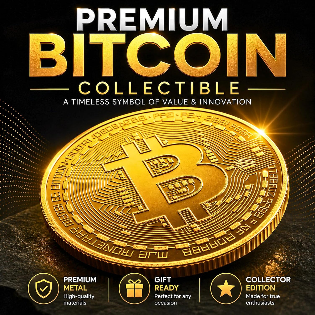 Collector's Bitcoin Coin, Commemorative Crypto Token - image 2