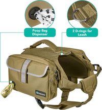 PetAmi Dog Backpack for Medium Large Dogs, Hiking Saddle Bag - Medium / Tan Canvas - image 4