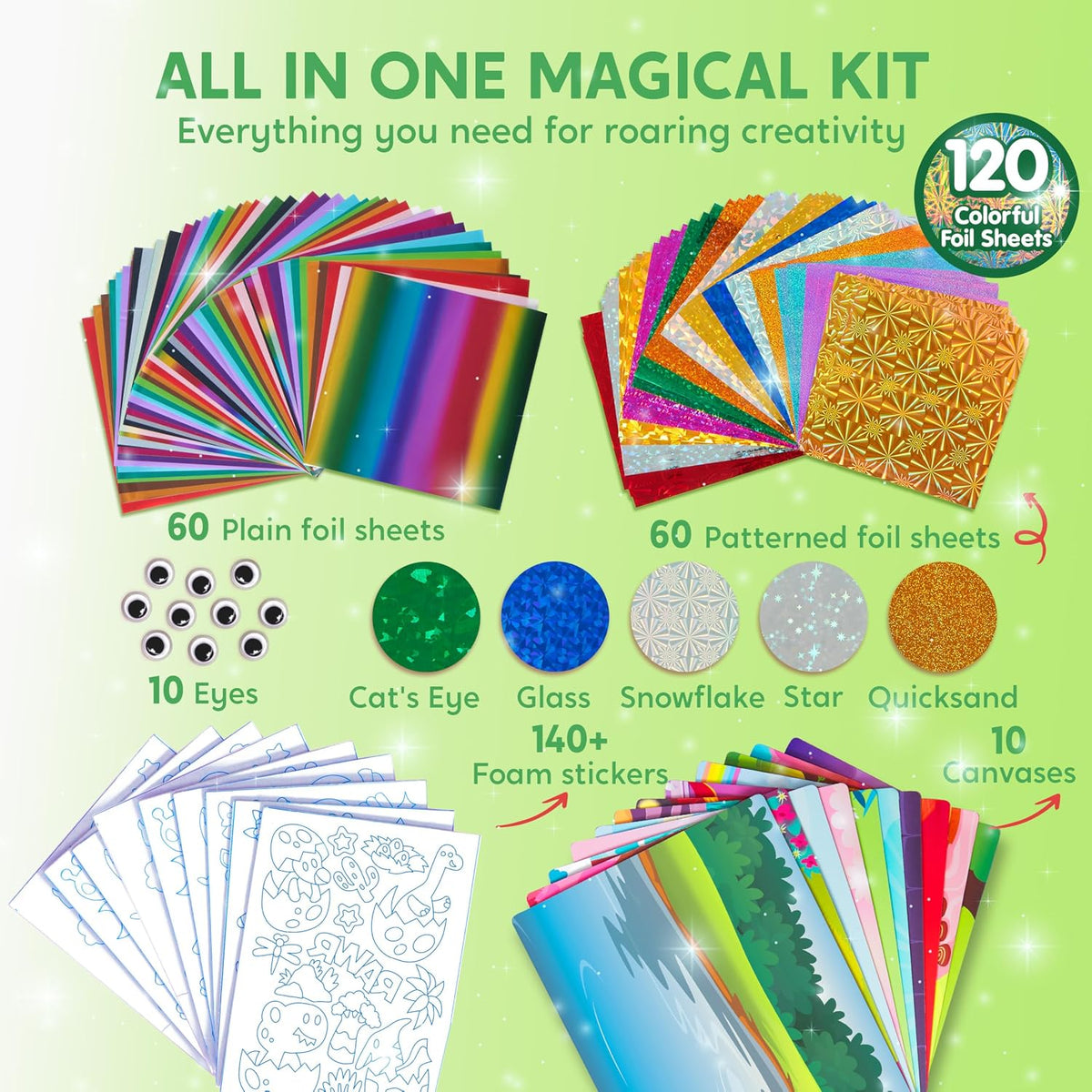 Klever Kits Unicorn Foil Art, Arts & Crafts for Kids 4 and Up - Dinosaur - image 3