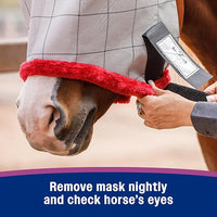 Farnam SuperMask II horse fly mask without ears, extended coverage, protects eyes from insects and debris, adjustable throat latch, Yearling size