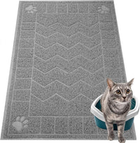 Cat Litter Box Mat, 47" x 35" Large Waterproof Litter Trapping Mat – Daily Care for Cats - Grayish / X-Large（35" x 24" )