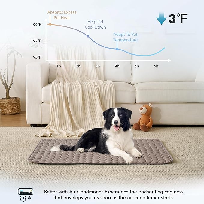 MICROCOSMOS Summer Cooling Mat & Sleeping Pad- Water Absorption Top, Easy Carry, EZ Clean, Materials Safe. Keep Cooling for Pets, Kids and Adults.(Brown, 40" x 28")