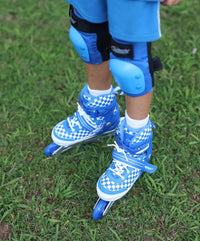 Nattork adjustable inline skates for kids with light-up wheels and checkerboard upper - view 12