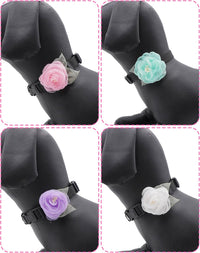 PET SHOW 4 Pack Small Dog Bows Sliding on Collar Attachment – Essentials for Dogs - Light Purple, Pink, Green, Yellow - image 4