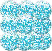 Civaner 10 Pcs Inflatable Glitter Beach Balls 16 Inch - Teal Blue / Glitter