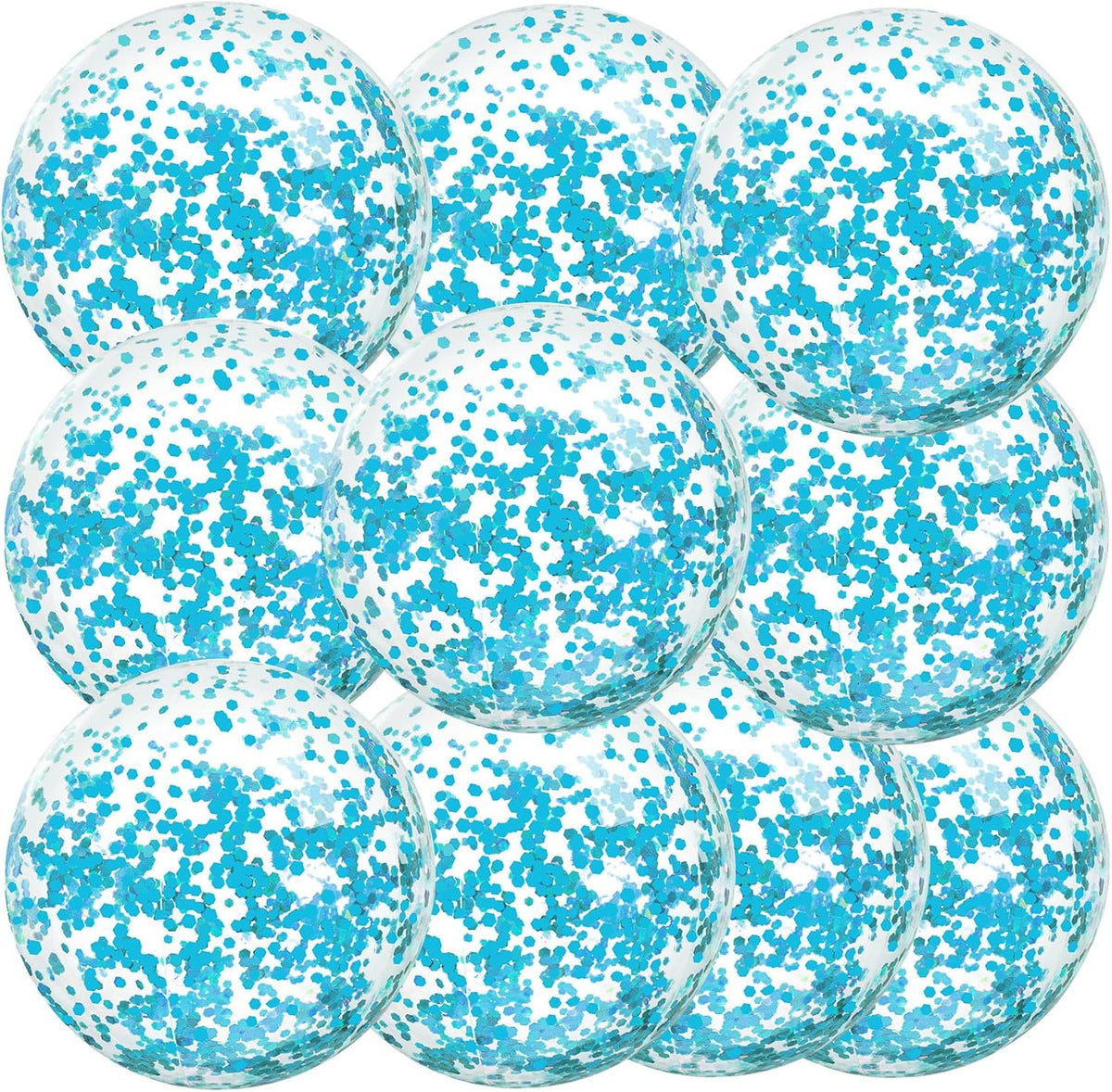 Civaner 10 Pcs Inflatable Glitter Beach Balls 16 Inch - Teal Blue / Glitter