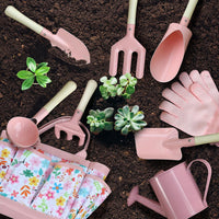 Qtioucp Kids Gardening Set 14Pcs Garden Tools with Tote Bag - Pink - image 3