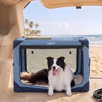 Lesure Portable Soft Collapsible Dog Crate for Large Dogs - Blue / 36.0"L x 23.0"W x 25.0"H