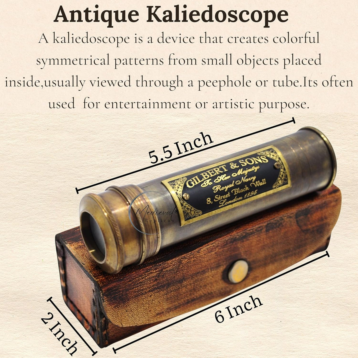 6" inch Handheld Brass Telescope with Wooden Box - Antique 5" - image 4