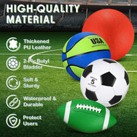 Lenwen sports balls set with basketball, soccer ball, football, playground ball, pump and bag - view 13