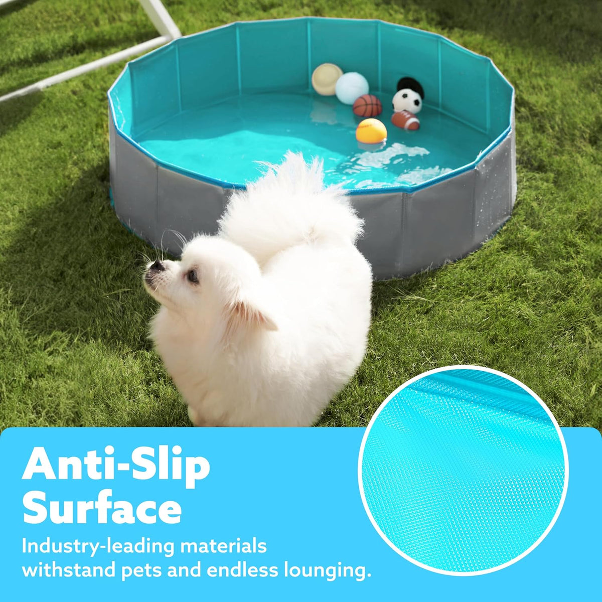 SLOOSH Foldable Dog Kiddie Pool - Gray / 32" x 8" - image 4