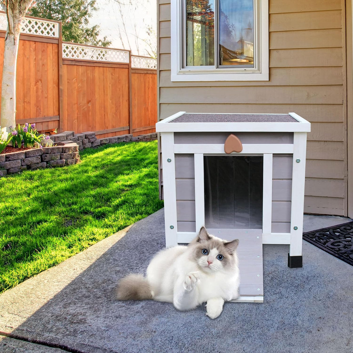 Cat House for Outdoor Cats - Grey - image 4